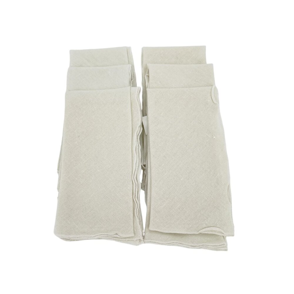 NAPKINS Linen Blend Cloth Natural with Rolled Edges || Set of 6
